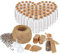 com-four® 60x Kleine Glasfläschchen 10 ml mit Korken, Set mit Zubehör zum Beschriften und Aufhängen, für Hochzeit oder Geburtstag, für Tee, Gewürze, Salz, Samen, Kräutern (060 Stück + Zubehör)