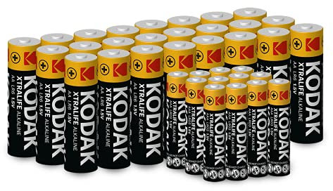 Kodak Xtralife AA & AAA Alkaline Batteries, Value Mixed Combo 36-Pack, 1.5v Double A & Triple A Battery Bundle, 10-Year Shelf Life (24 Count AA, 12 Count AAA)