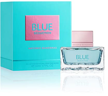 BANDERAS Perfumes, Blue Seduction para Mujer, Eau de Toilette para Mujer, Larga duración, Fragancia fresca, casual y femenina, Notas florales acuáticas, Optimo para uso diario, 50 ml