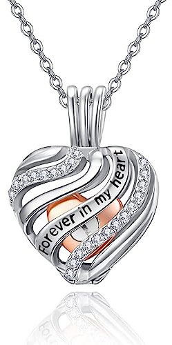 TANGPOET Asche Halskette 925 Sterling Silber Urnenketten für Asche Herz Memorial Feuerbestattung Schmuck Andenken Anhänger Halskette für Mama Papa Frauen Männer Haustier mit Trichterfüller Kit