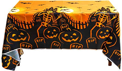 Halloween Kürbis Tischdecke,140cm*180cm Tischdecke Halloween Deko,Halloween Gruselige Tischdecke,Tischdecke Gruseliger Kürbis,wasserdichte Rechteckige Tischdecke,Halloween Party Dekoration Tischdecke