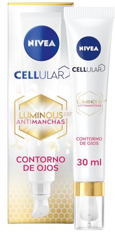 NIVEA Contorno de Ojos Antimanchas Luminous630 (1 x 15 ml), crema antiedad con ácido hialurónico y Thiamidol, crema antiarrugas para combatir la hinchazón y las ojeras