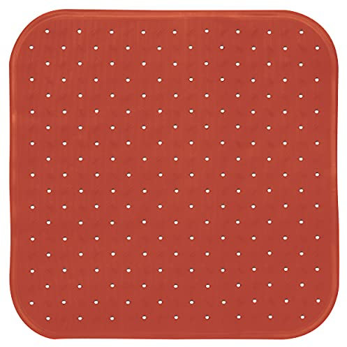 MSV Premium Duschmatte Badematte Badewannenmatte Badewanneneinlage antibakteriell rutschfest mit Saugnäpfen - Terracotta Rot- duftet nach Rosen - ca. 54 x 54 cm - waschbar bei 60° Grad