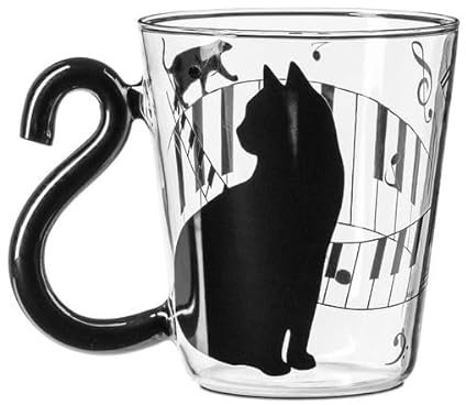 Mug musique silhouette chat avec ance queue tasse originale