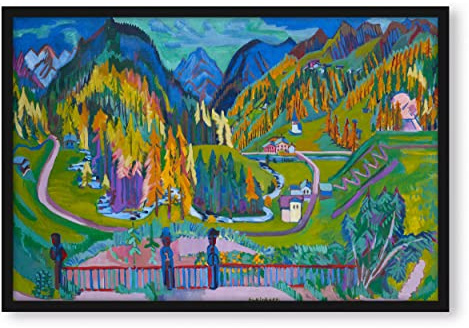 Pixxprint Ernst Ludwig Kirchner - Sertig-Tal im Herbst, Poster im Bilderrahmen, Format: 100x70cm, Kunstdruck gerahmt