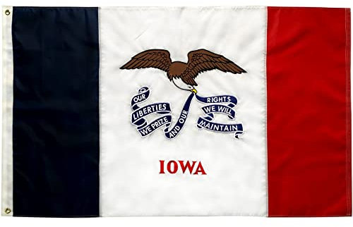 GORISE Iowa Staatsflagge, 90 x 152 cm, bestickte Nylon-Flagge von Iowa, IA-Flagge, US-Hofflagge von Iowa (Iowa Flagge, 90 x 152 cm)