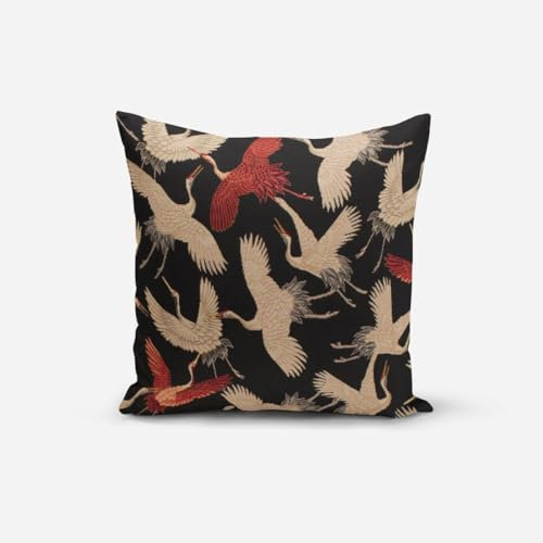 SCHÖNER LEBEN. Kissenhülle GobelCranebird Paradise Kraniche schwarz b, Größe:40x40cm (HxB)