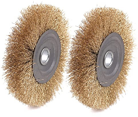ATOPLEE Wire Brush Wheel for Angle Grinder, Set of 2, Brass Coated Wire Brush Wheel for Removal of Rust/Corrosion/Paint (Diameter:125mm)