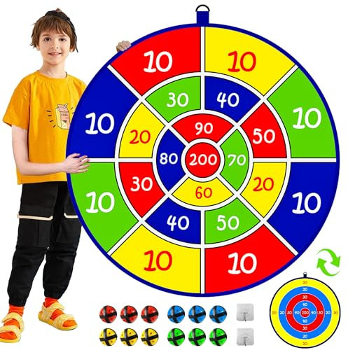 Jesitai 25.5 Inches Juego de Dardos de Doble Cara para niños,Juego de Mesa, Juegos de Interior y Exterior y Regalos de Fiesta de cumpleaños,Apto para niños de 3 4 5 6 7 8 9 10 11 12 años(65cm)