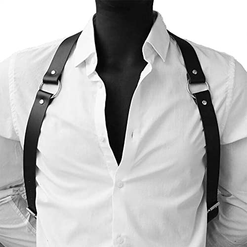 Mumbobyswim Herren Kunstleder Körper Brustgeschirr Verstellbare Punk Gürtel Schultergurte für Party Club Cosplay, Lm-009, Einheitsgröße