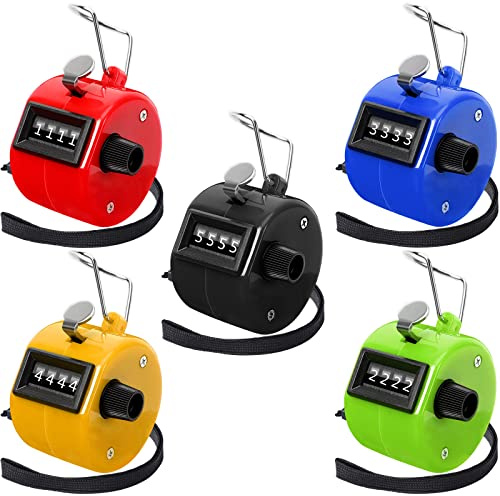 PETKNOWS 5Pcs Handheld Tally Clicker Counter 4 Digital Number for Sports