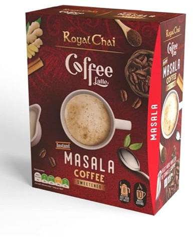Royal Chai | Coffee Latte | Masala Coffee Unsweetened |10 Single Serving Sachets | Just add hot water | 140g | Pack of 5 |