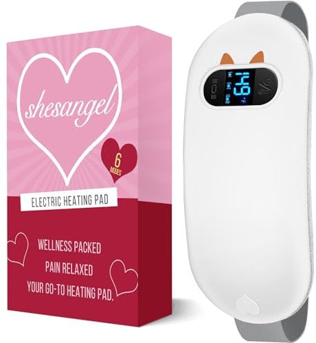 Portable Heating Pad for Period Cramps: FSA HSA Eligible Cordless Menstrual Heating Pad with 6 Heat Levels and 6 Massage Modes, 3s Fast Heating Gift for Women and Girl(White)