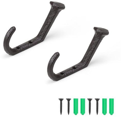 DIYCUT 2 Pièce Patères Vintage, Ongles Forme Unique Crochet de Rangement, Style Nostalgique Patere Porte Manteau, Super Capacité de Charge, Patere Murale pour Utilisation Intérieure et Extérieure