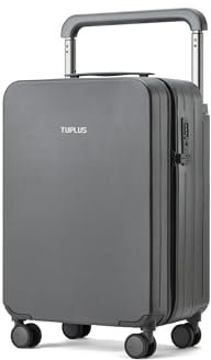 TUPLUS Koffer Trolley ABS Rollkoffer mit 4 Rollen Reisekoffer Handgepäck Hartschalenkoffer, Impression Serie,56 x 36.5 x 22 cm/ 38L,Grau