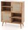 COSTWAY Buffet Cuisine, Meuble Rotin avec 2 Placards 4 Compartiments, Buffet Bois, Porte Cannage, Pieds en Bois Massif, Armoire Commode Bohème, 80 x 29,5 x 97 cm