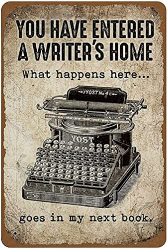 You Have Entered A Writer's Home Vertikales Poster Schreiben Geschenk für Schriftsteller Patentdruck der Schreibmaschine Kunstdruck Neuheit Heißer Kaffee Metall Blechschilder Willkommensschild Dekor