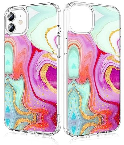 Losvick iPhone 12/12 Pro Case Marble Pattern Hybrid Double Layer Back Hard PC + Shockproof TPU Bumper Cover iPhone 12/12 Pro, 6.1 Inch - Marble Pattern