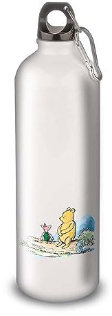 Gourde/Bouteille d'eau en Aluminium - Acier Inoxydable (thermos 24h) réutilisable 330ml à 750ml, Winnie the Pooh Orignal (Mousqueton L 750ml, Aluminium)