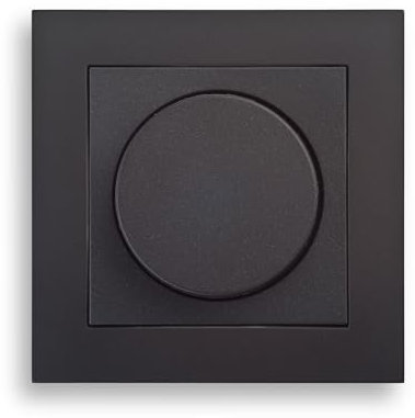 GRENDA-HAMMER Universal LED Drehdimmer 3-100W mit Drehregler und Druckknopf anthrazit System Gira (E2 schwarz matt)