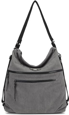 Travistar Cord Handtasche Tasche Damen - 2 in 1 Umhängetasche Groß Rucksack Damen Schultertasche Hobo Bag Crossbody Bag Shopper für Arbeit Büro Reisen Einkaufen Schule
