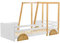 Goeria Autobett, Jeep-Bett, Rahmen aus Kiefer, Kinderbett mit MDF-Rädern, weiß + Natur (90x200cm)
