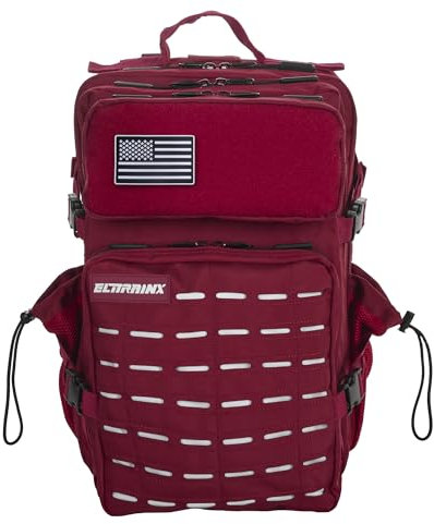 ELITRAINX V2 Sac à dos 45L Tactique Militaire Étanche Cross Training Voyage en plein air Sport Gym Oxford portable 900D par ELITEX TRAINING, Rouge foncé, 45L