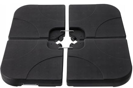 VBChome Sonnenschirmständer 4-teilig Schwarz Kunststoff Schirmgewicht Bodenkreuz 60 Liter 80 kg Wasser oder Sand Metallverbinder Ampelschirmständer Schirmständer für Ampelschirm