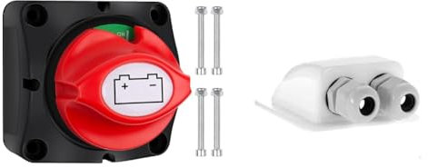 Bolatus Coupe Circuit Batterie 12V 24V 48V coupe batterie 1-2-Both-OFF, Master Switch batterie 275A & Offgridtec 006420 Passe-toit 2 entrées pour camping-car, caravane et bateau Passe-câble