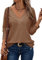 Dokotoo Women's Tops Long Sleeve V Neck Dressy Casual Women Blouse Hollow Out Lace Embroidered Ladies Top Shirt Chic Buttons Cuffs Womens Blouses Shirts Camel UK M