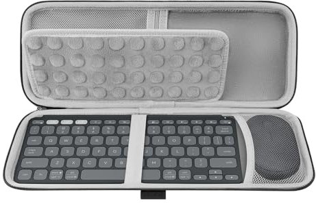 Geekria Tastatur-Tragetasche, kompatibel mit Logitech Keys-to-GO 2 Tastatur und M350s Maus Combo Case, Hartschalen-Schutzhülle Reisetasche (Dunkelgrau)