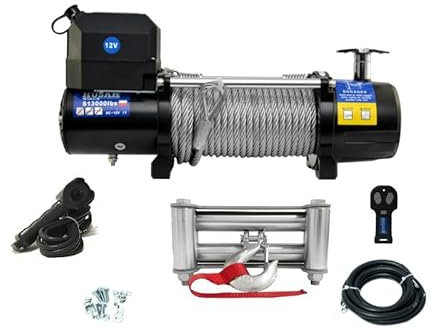 Husar Winch Treuil électrique 13000 lbs | 5897 kg 12V avec Corde en Acier 20m x 10mm,Commande sans fil,Transmission Planétaire à 3 étages,Idéal Pour le Dépanneuse,Véhicules Tout-Terrain,Véhicules 4x4