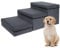 Dog Stairs with Storage 3 Steps Foldable 3-in-1 Pet Stairs Extra Wide Pet Ramp Pet Ladder Pet Steps for Small to Large Dogs Cats, Dark Grey