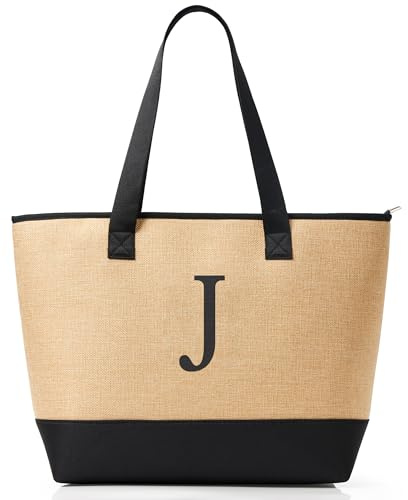 KALIDI Personalisierte Tasche Damen Handtasche Tote Bag Strandtasche mit Reißverschluss Shopper Tasche Groß Schultertasche für Frauen Bräute Brautjungfern,Arbeit,Reisen,Einkaufen,Schule