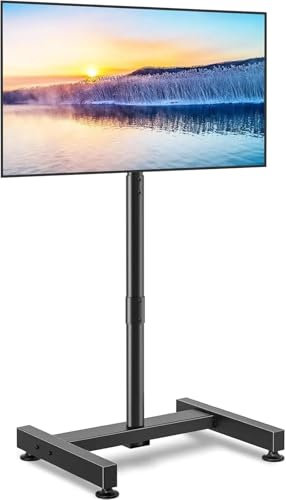 KLVN TV Floor Stand For 13-50 Inch LCD LED Flat/Curved Panel Screen TVs Up To 44 Lbs, Height Adjustable, Portable Stand