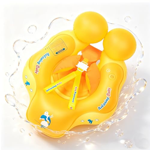 Baby Schwimmring ab 3-24 Monat,Blau/Orange Schwimmreifen Babys,Baby Swimming Float,Aufblasbare mit verstellbare Schultergurte,Babys Pool Float Ring für Kinder Junge Mädchen 1-2 Jahre (Orange- L)