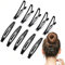 XINCHENG Lot de 10 barrettes à cheveux en métal noires, ovales, longues, antidérapantes, pour femmes, filles, tous types de cheveux, occasions formelles