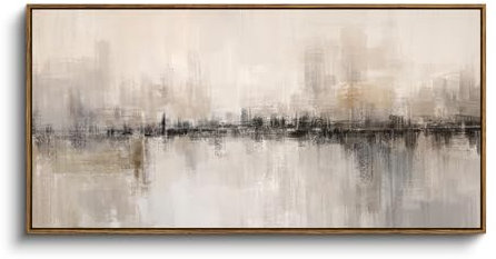 ARPEOTCY Große Leinwand Bilder mit Rahmen, 102 x 51cm, Moderne Abstrakte Wandbilder, minimalistisches wand deko für Wohnzimmer Schlafzimmer Büro, Zimmer Wanddekoration, Beige