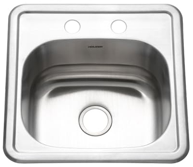 Houzer Hospitality Series Stainless Steel 15 Drop-In Topmount Single Bowl Prep and Bar Sink, 2-Hole Design, 6 Deep Corrosion-Resistant Sink Basin, Ideal for Kitchen & Bar, Pack of 10