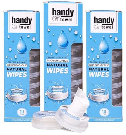 Handy Towel Scented Wipes, 30 Pack of Travel Size Wet Towelettes, Alcohol-Free, Convenient, Eco-Friendly, Refreshing, Fits in Gym Bag, Purse, Pocket, Luggage, 30pcs (4.5 ml, Vanilla)