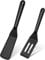 2-Pack Mini Silicone Spatula Set, Heat-Resistant Brownie Cutter and Cookie Turner, Slotted and Solid Blades (Black)