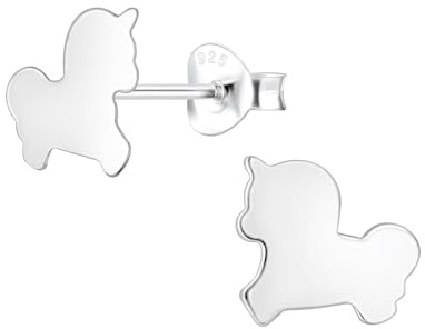 Monkimau Mädchen Ohrringe Einhorn | Ohrstecker aus 925 Sterling Silber | Kinderohrringe hypoallergen