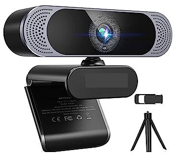 RDVXI Webcam, Webcam 4K 8.0MP 3840x2160 30 Piedi con Obiettivo autofocus/Doppio Microfono/Copertura Privacy/treppiede for PC Laptop for conferenze, Streaming Live, Registrazione