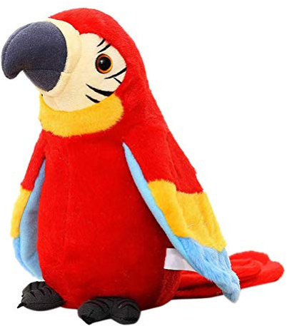 Gonetre Elektrisch Sprechend Papagei Plüsch Spielzeug Interaktive Wiederholungen, was Sie Sagen, Shakes Body Wings Fun für Baby Familienfreunde Weiche Plüschmaterial 12x11x22cm (Rot)
