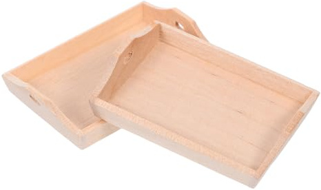 2 Stück-Pack Kleiner Serviertablett für Puppenhausküche 1: 12 | Khakifarben, Sichere Kanten und Multifunktionales Design, für Puppenhaus Restaurant und Küchendeko