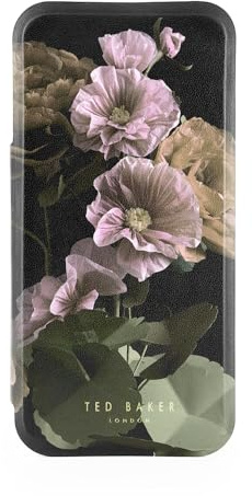 Ted Baker Black Paper Flowers Mirror Folio Phone Case for iPhone 17 Pro Max Gold Shell