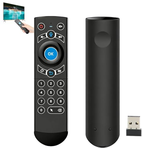 Ouitble Air Mouse Fernbedienung 2.4G Kabellose Bluetooth Tastatur Fernbedienung mit IR-Lernfunktion Gyroskop Sprachsuche Hintergrundbeleuchtung für Smart TV PC TV Boxen Projektor