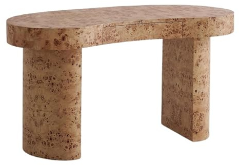 mjyyyds188 Computertisch für das Heimbüro Moderner minimalistischer Schreibtisch mit gebogener Platte, 63-Zoll-Schreibtisch aus Massivholz for das Home Office mit versteckter Schublade
