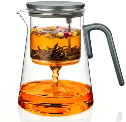 ZENS Magic Teekanne Glas mit Sieb, 1000ml Teezubereiter Geschenke,Grün | Teezubereiterfür Tee Zubereitung mit Magnet Steuerung Deckel, Losen Teeliebhaber Geschenke