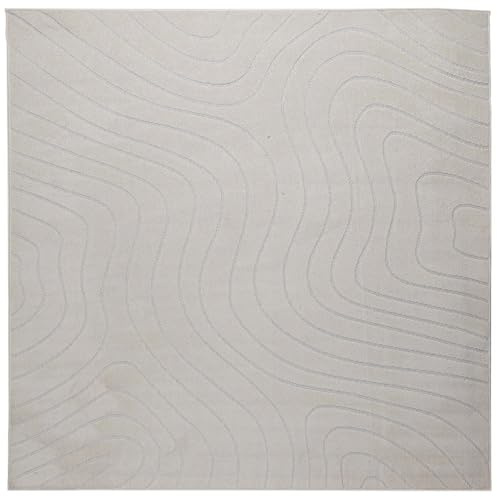 vidaXL Innen- und Außenteppich PALMERAS Creme 240 x 240 cm Polyester